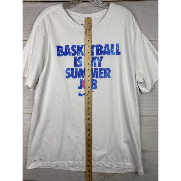 The Nike Tee Womens XL White BASKETBALL IS MY SUMMER JOB Shirt Short Slv Dri Fit - Picture 5 of 8